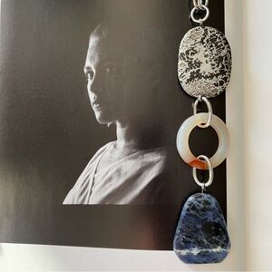 CLUB MONACO Triple Stone Silver Tone Statement Necklace